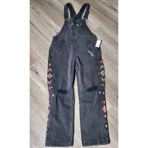 Driftwood By Free People Overalls Womens Large Black Denim Aztec Western Boho